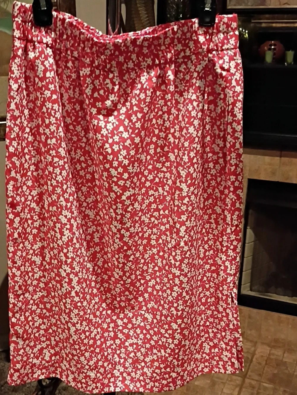 J. Crew Red Skirt with White Floral Print